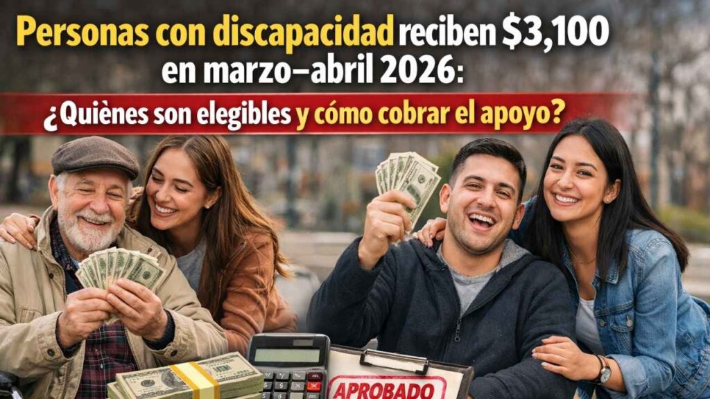 Personas con discapacidad reciben $3,100 en marzo–abril 2026: quiénes son elegibles y cómo cobrar el apoyo