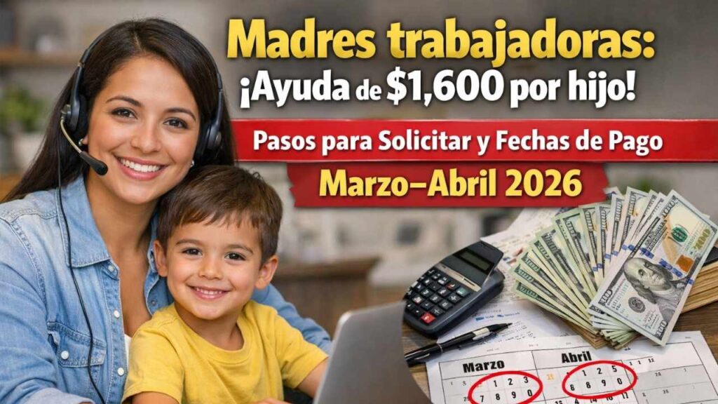 Madres trabajadoras: ayuda de $1,600 por hijo, pasos para solicitar y fechas de pago marzo–abril 2026