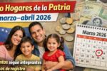 Bono Hogares de la Patria marzo–abril 2026: montos según integrantes, pasos de registro y calendario de abonos