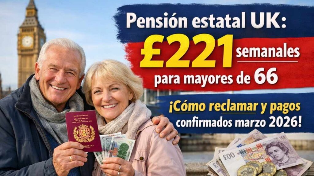 Pensión estatal UK: £221 semanales para mayores de 66 — cómo reclamar y pagos confirmados marzo 2026