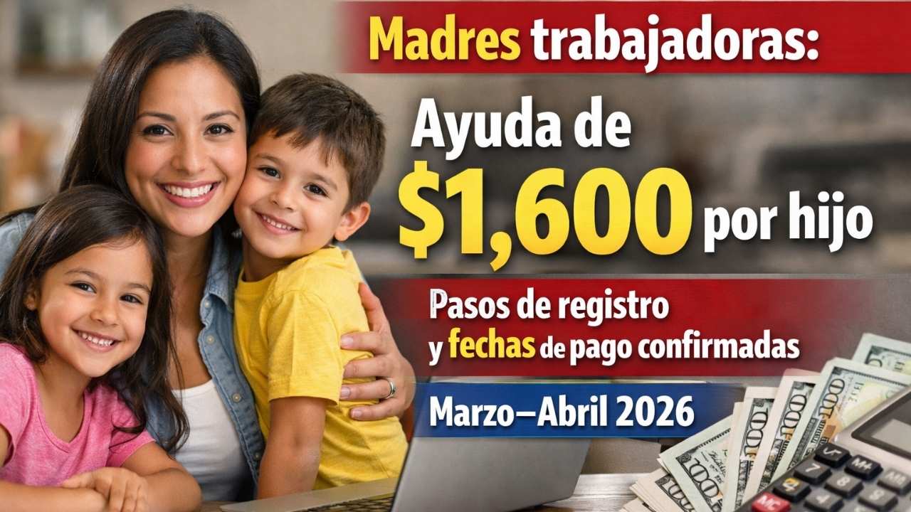 Madres trabajadoras: ayuda de $1,600 por hijo, pasos de registro y fechas de pago confirmadas marzo–abril 2026