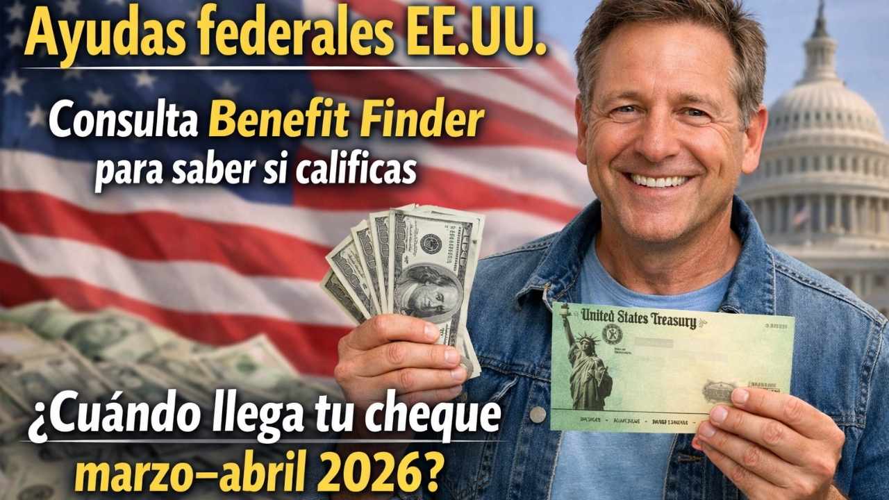 Ayudas federales EE.UU.: consulta Benefit Finder para saber si calificas y cuándo llega tu cheque marzo–abril 2026