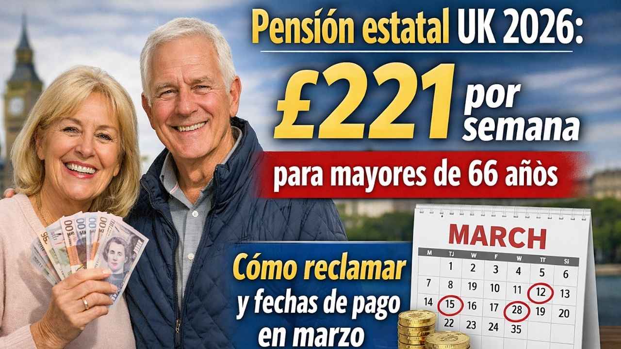 Pensión estatal UK 2026: £221 por semana para mayores de 66 años — cómo reclamar y fechas de pago en marzo