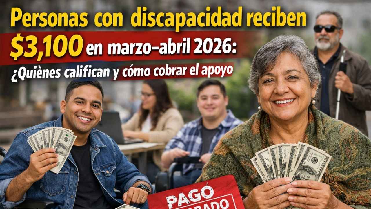 Personas con discapacidad reciben $3,100 en marzo–abril 2026: quiénes califican y cómo cobrar el apoyo