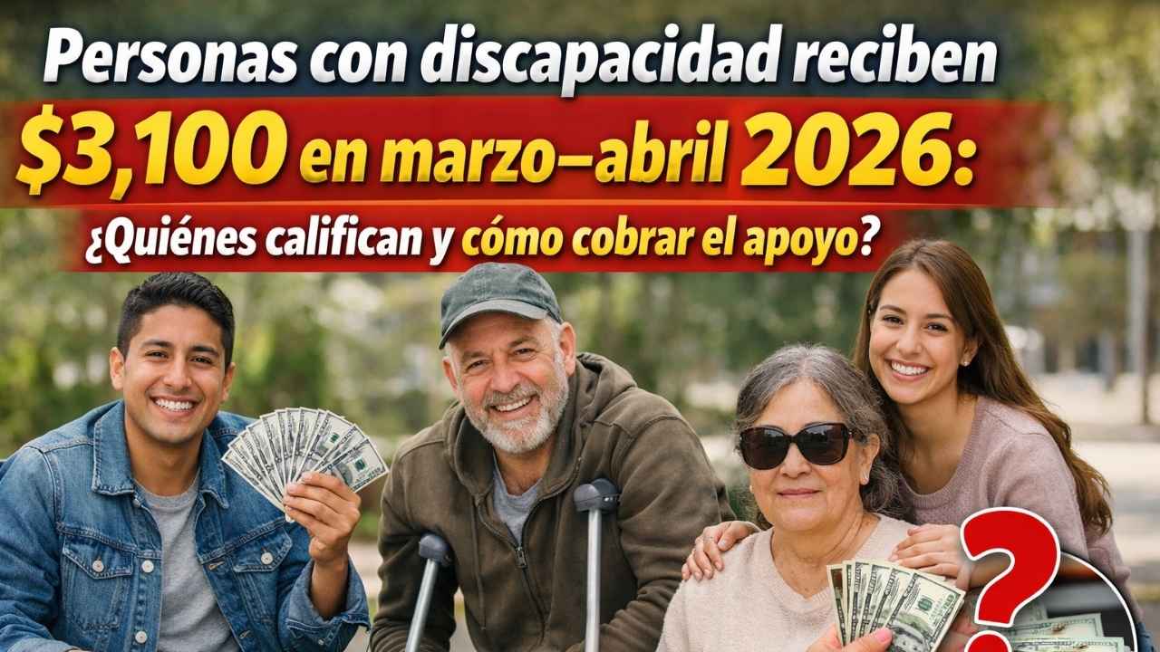 Personas con discapacidad reciben $3,100 en marzo–abril 2026: quiénes califican y cómo cobrar el apoyo