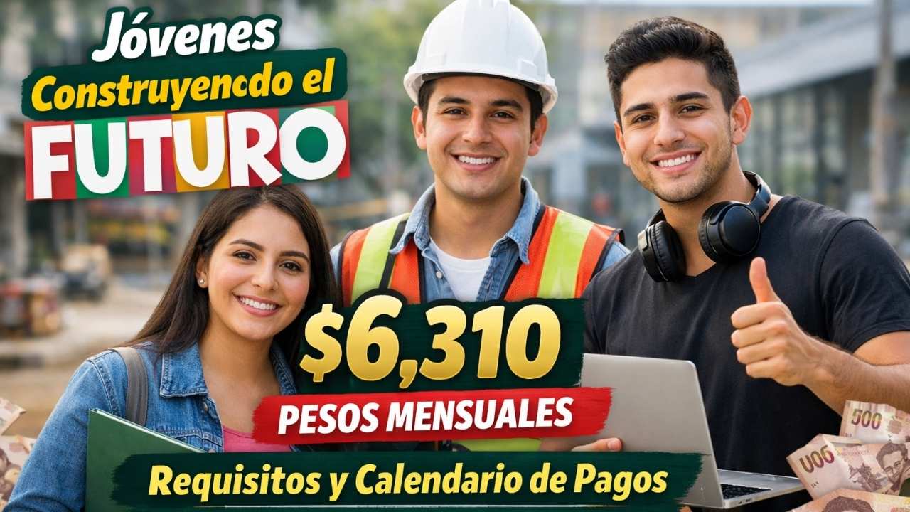 Jóvenes Construyendo el Futuro: $6,310 pesos mensuales, requisitos y calendario de pagos marzo–abril 2026