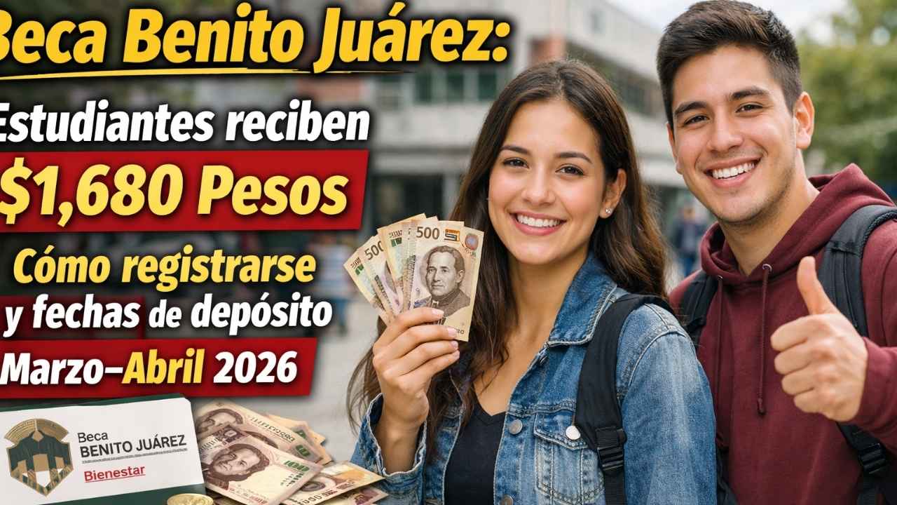 Beca Benito Juárez: estudiantes reciben $1,680 pesos, cómo registrarse y fechas de depósito marzo–abril 2026