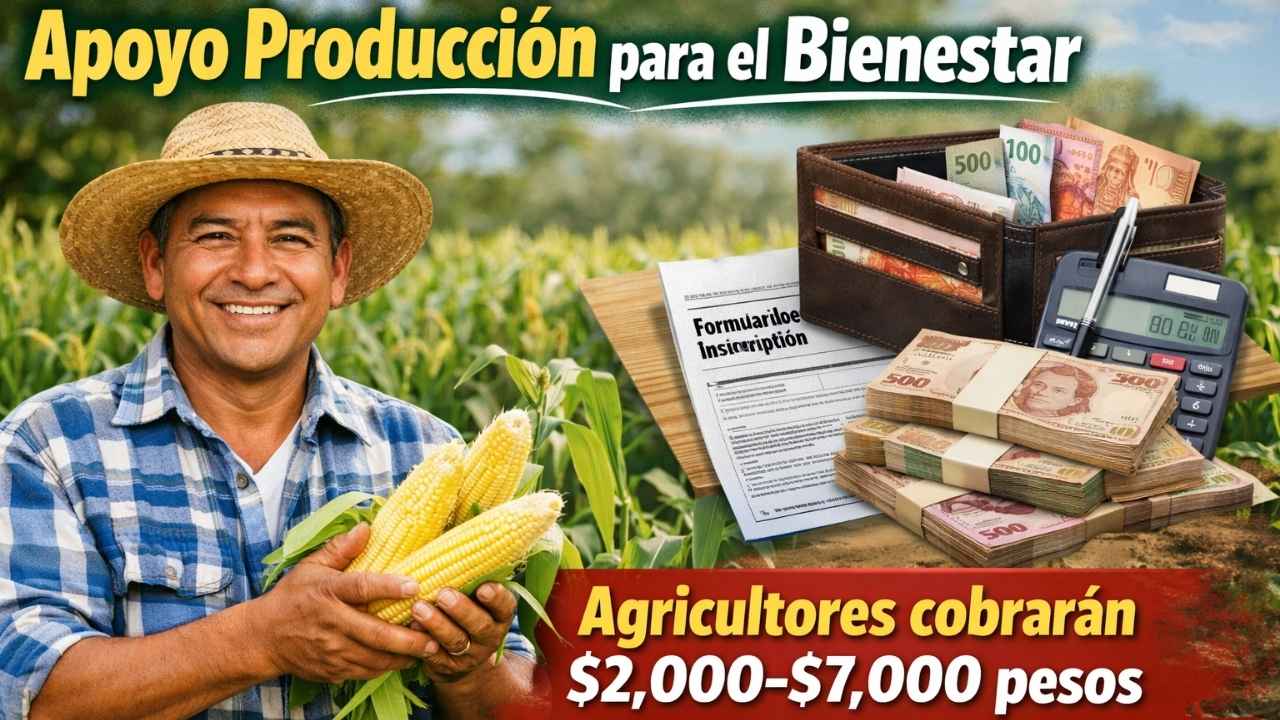 Apoyo Producción para el Bienestar: agricultores cobrarán $2,000–$7,000 pesos, pasos de inscripción y pagos marzo–abril 2026